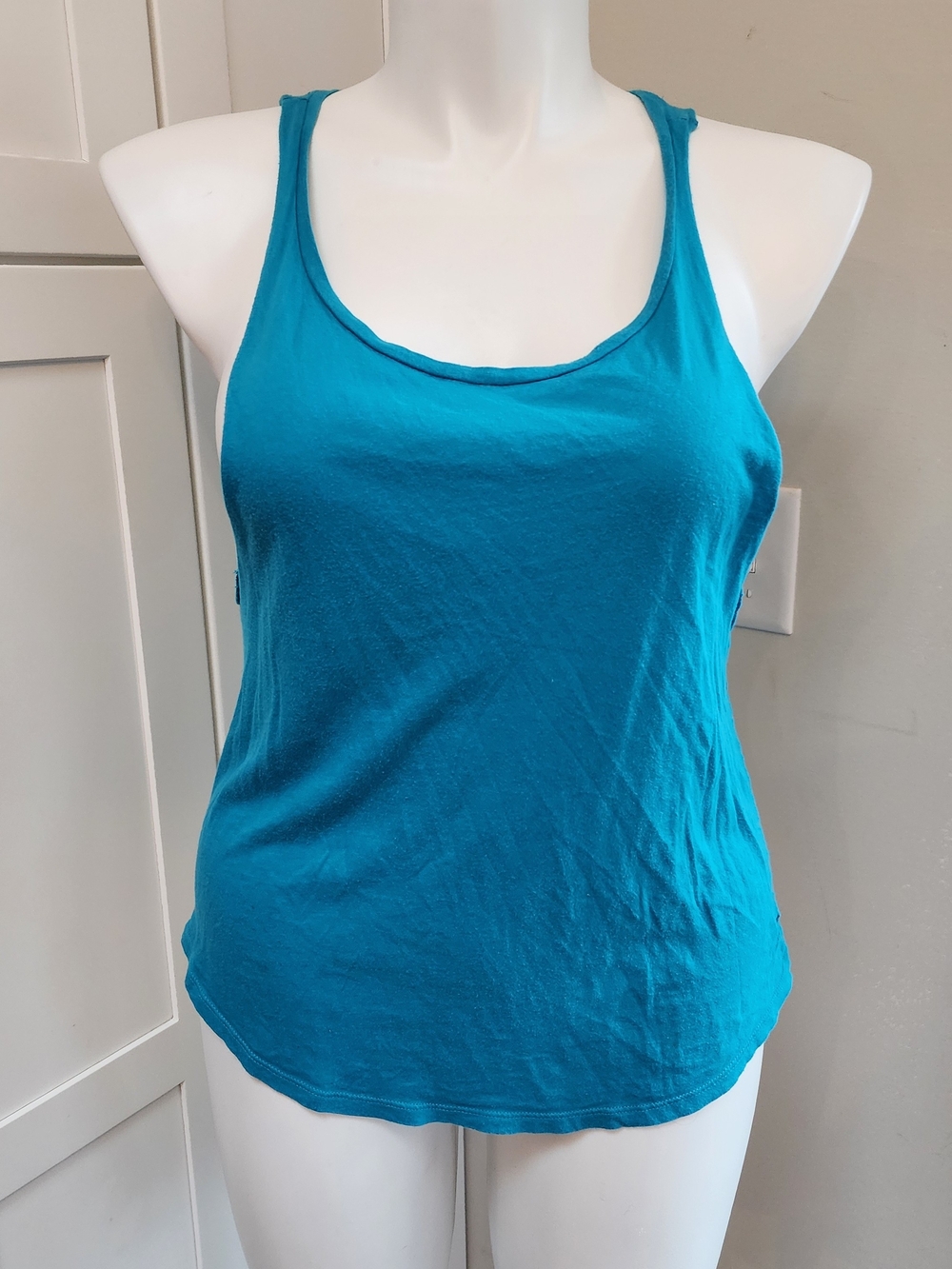 PINK Victoria’s Secret Teal Muscle Tank Top Size M Low Side Drop Armhole Distres
